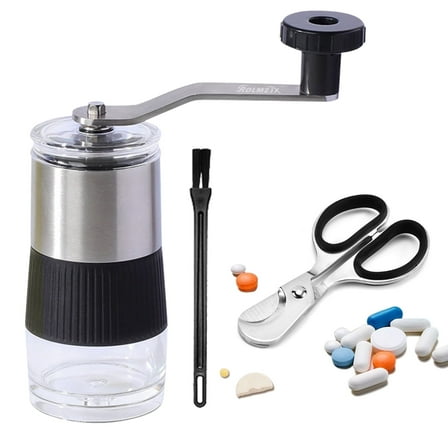 ROLMZJX Pill Crusher With pill splitter, Baby Medicine Tablet Crusher Grinder, Grind Pills into Fine Powder, Mills for Feeding Tube, Pets & Kids