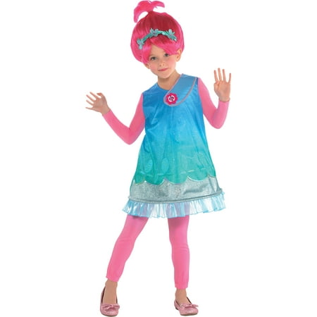 Trolls Poppy Costume for Girls, Size Small, Includes a Dress, a Wig, and