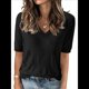 thumbnail image 1 of Blusas de Mujer, -Verano 2025, Suéter de Corta, Moda, Elegante, Informal, Blusa de Punto Versátil Negro XL, 1 of 7