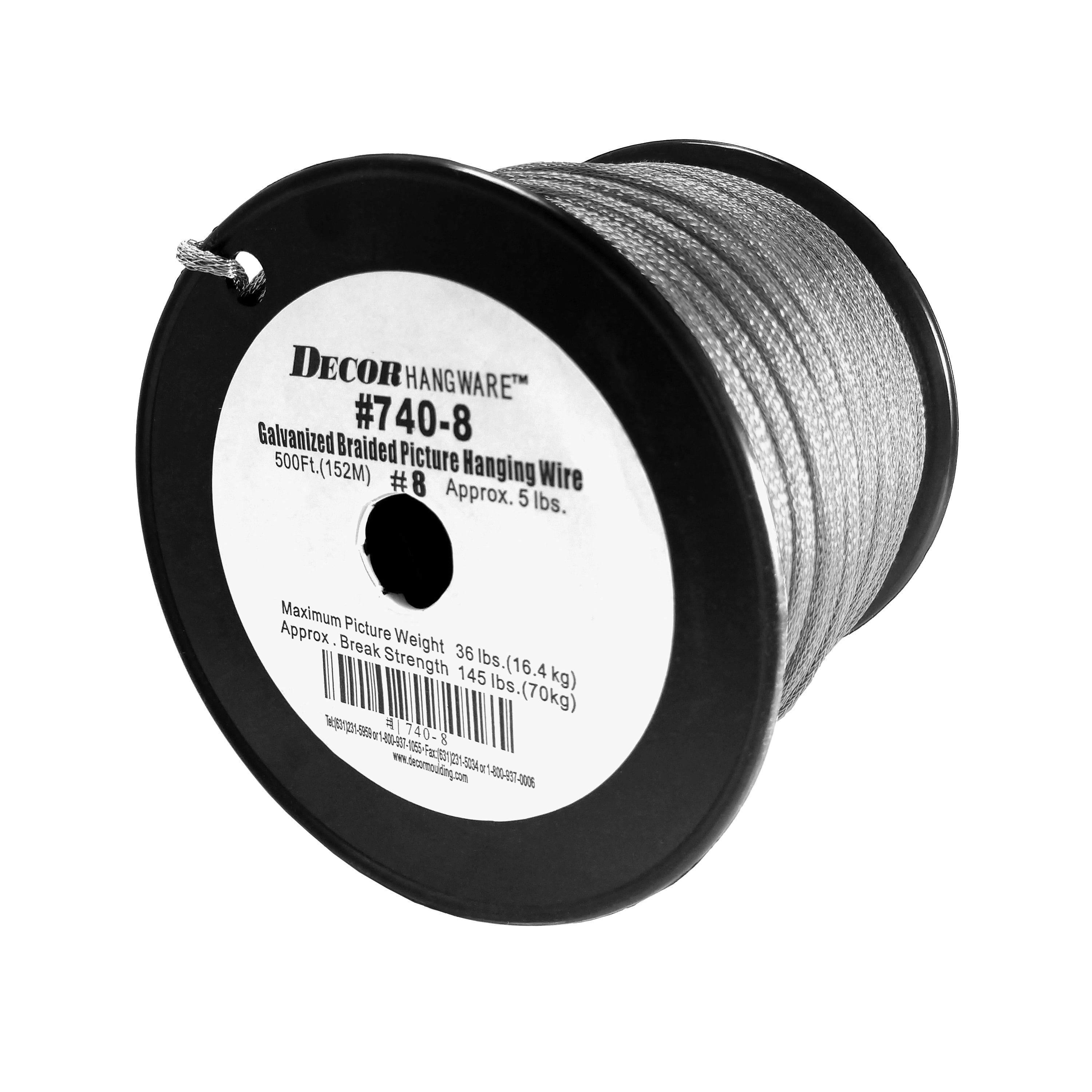 3 Silver Plastic Coated Wire - 1125 foot Spool- Picture Hanging Wire