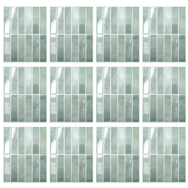 Matsuzay Azulejos adhesivos 3D para renovación instantánea de cocina con diseño de espiga Decoración del hogar SCQ1569 (22.9 x 29 cm) 12 piezas