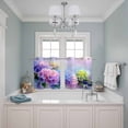 thumbnail image 3 of 2 Panels Kitchen Tier Curtains 39 Inch Length, Pink Purple Floral Grommets Window Treatment Curtain, Spring Hydrangea Flower Fantasy Botanical Thermal Curtains Drapes for Living Room/Bathroom, 3 of 9