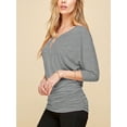 thumbnail image 5 of Made by Johnny Women's V-Neck 3/4 Sleeve Dolman Top with Side Shirring XXXXL HEATHER_DARK_GREY, 5 of 6