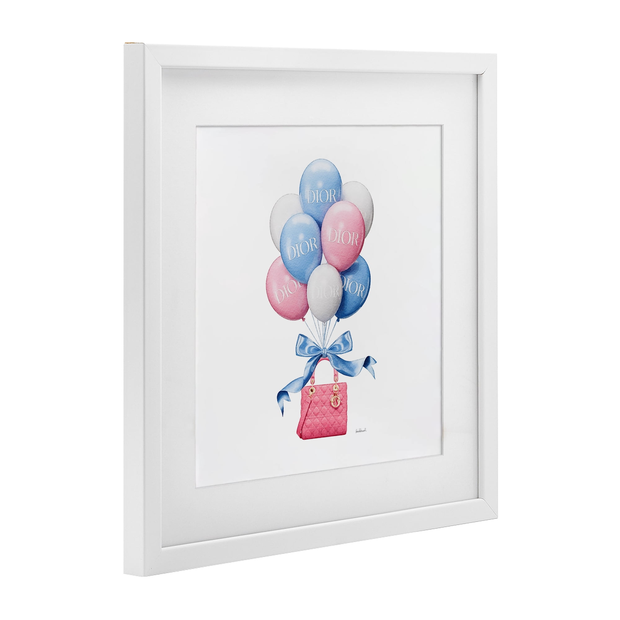 Stupell Industries Pink & Blue Handbag Balloons White Framed Print Under Glass, design by Amanda Greenwood