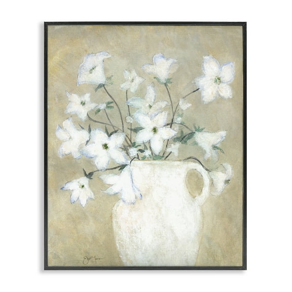 Stupell Industries Beige Rustic Pottery Plants & Flowers Painting Black Framed Art Print Wall Art, 11 x 14