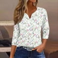 thumbnail image 5 of JULMCOMO Womens Summer Tops Button Down V-Neck Blouses 3/4 Sleeve Fashion T-Shirts Floral Print Cute Summer Tops Tunic, 5 of 5