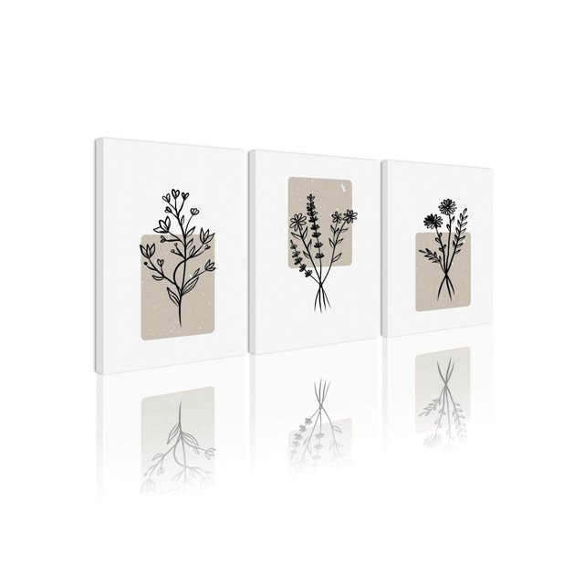 3pcs Floral Pattern Unframed Painting, Abstract Wall Art Prints For Home Decor