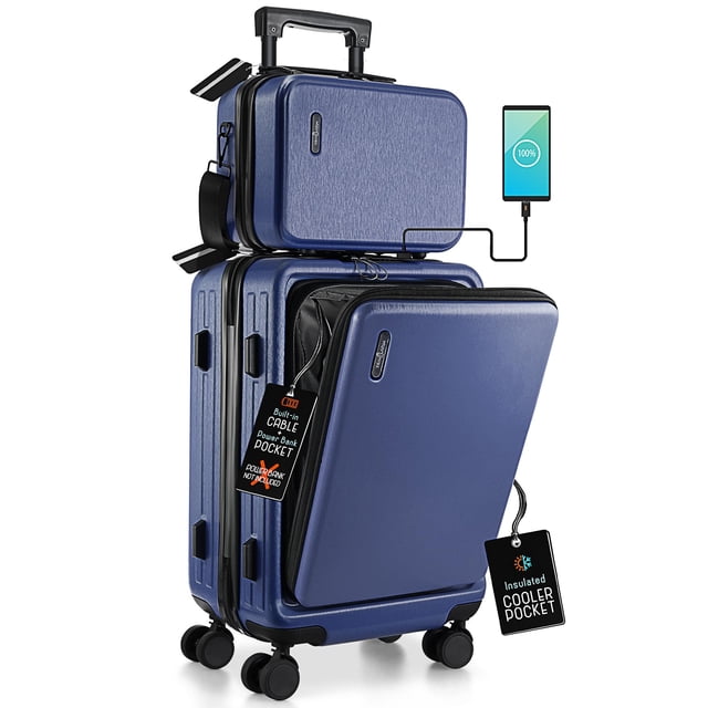 Equipaje de mano TRAVELARIM 56 x 36 x 25 cm con bolsa de cosméticos, color azul marino