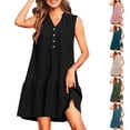 thumbnail image 1 of Gspmoly Robes d'Été, Robe Courte Mi-Longue Ajustée à Rayures Sans Manches à Col Rond pour Femmes, Robes de Cocktail en Liquidation, 1 of 8