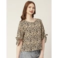 thumbnail image 3 of Moomaya WomenS Printed Round Neck Top, Tie-Up Cold Shoulder Top, 3 of 8