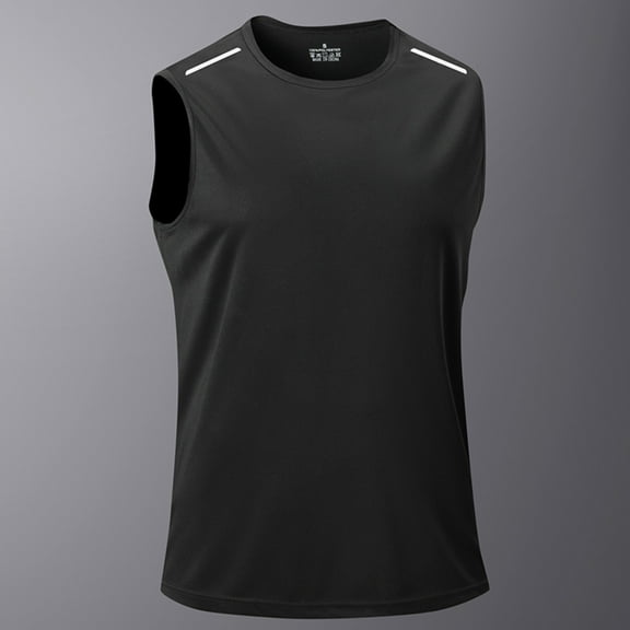 Men's Sleeveless Solid Cotton Polyester Tank Top for Casual Wear and Sports