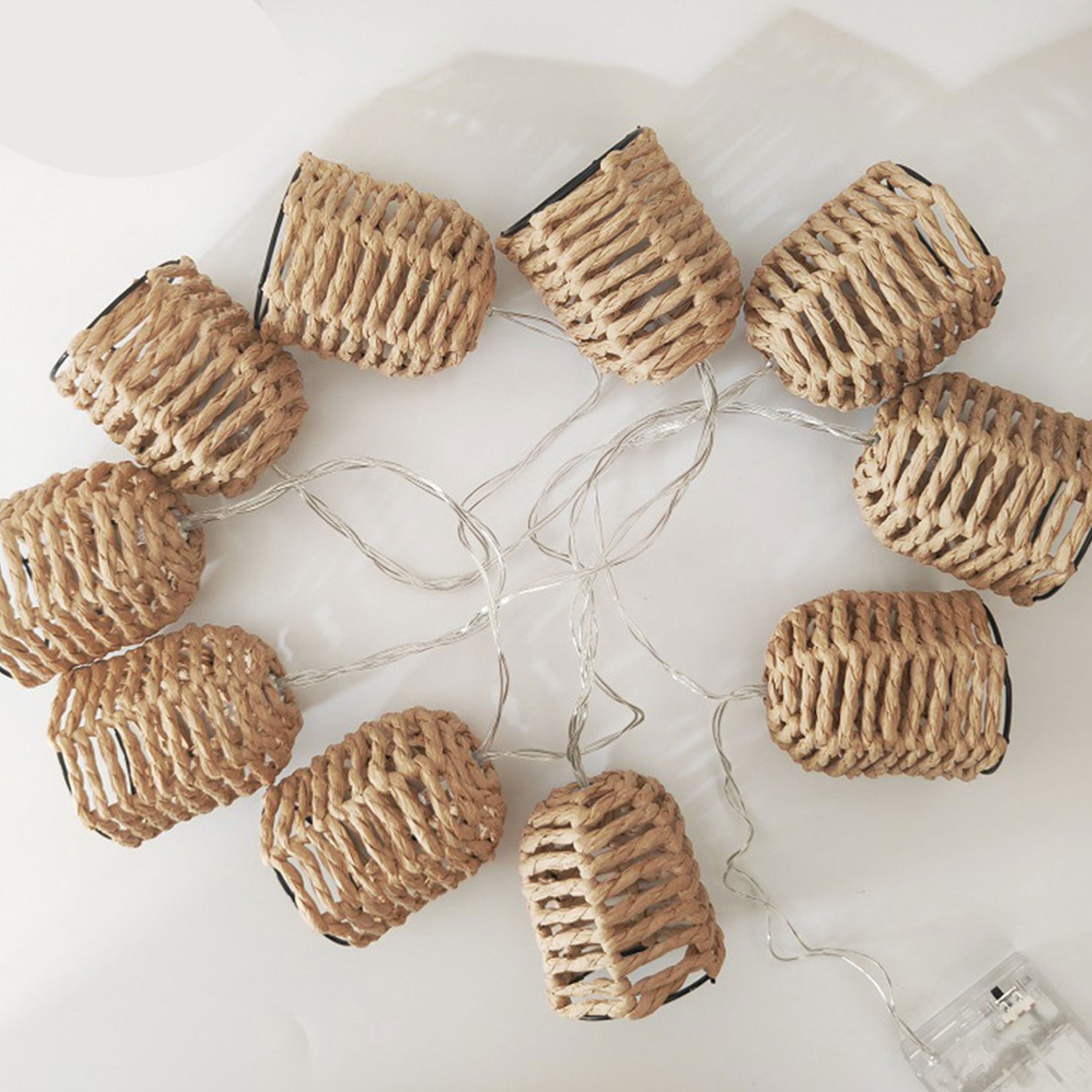 Rattan Ball String Lights Decorative Lantern String Lights - Seagrass Rattan Wire Ball Style Lantern String Lights, Indoor Outdoor Globe Boho String Light for Home Pergola Garden Party Backyard