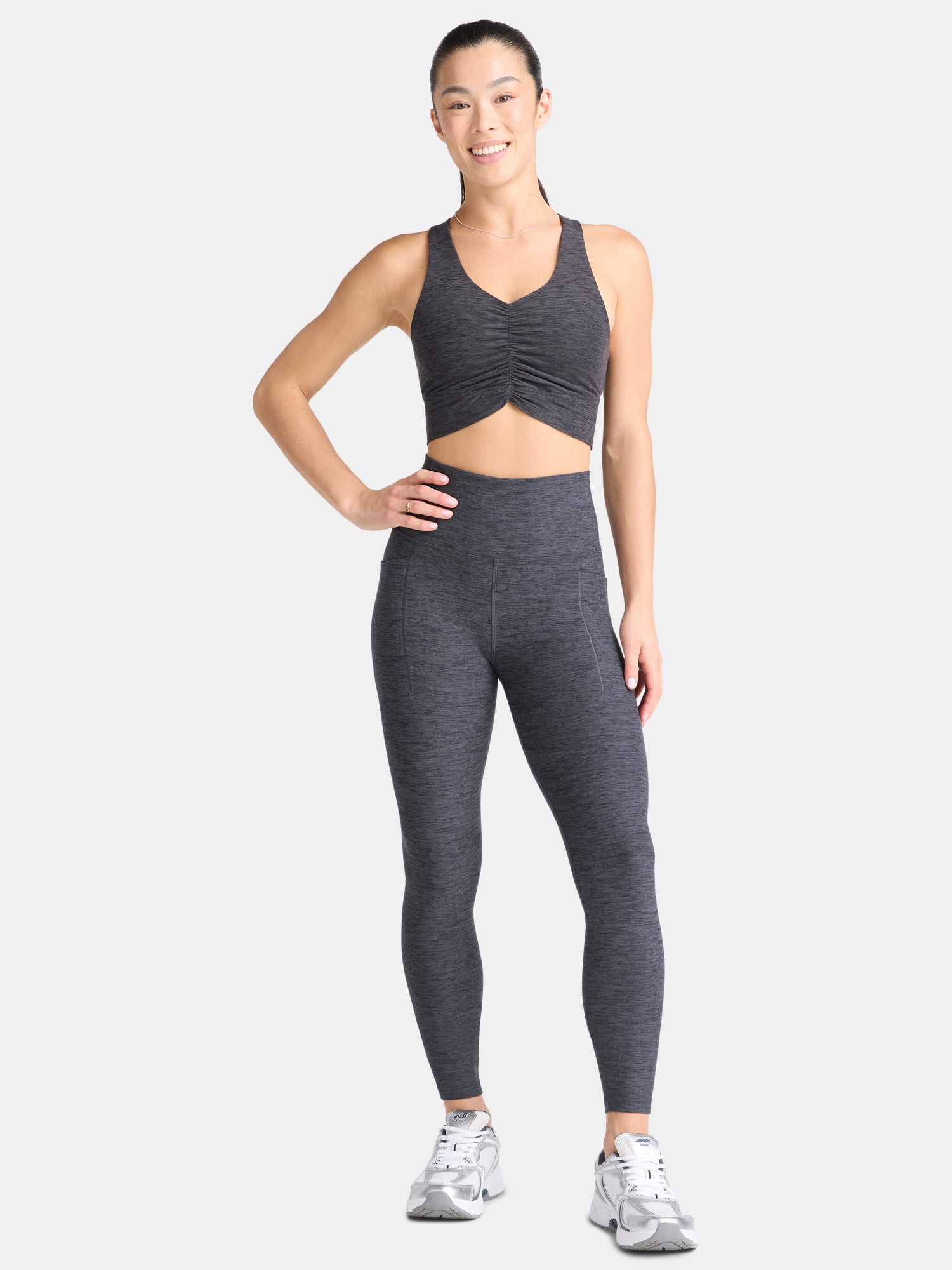 (2 pack) Athletic Works Women's and Women's Plus ButterCore Full Length Leggings with Pockets, Sizes XS-4X