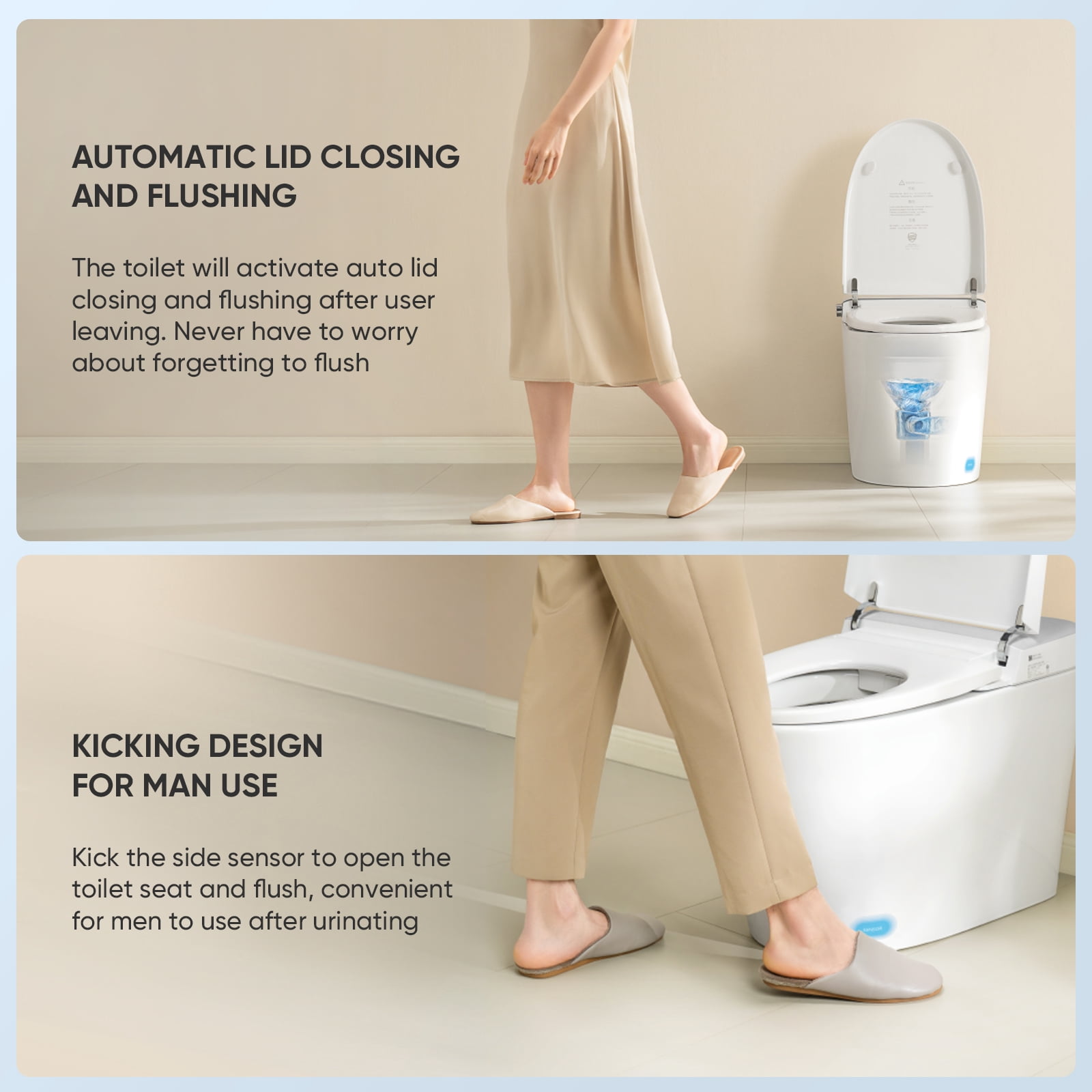 LEIVI Smart Toilet with Bidet Built-in, Tankless Toilet with Auto Lid Opening, Lid Closing and Flushing, Heated Seat, Digital Display, Remote Control, Elongated