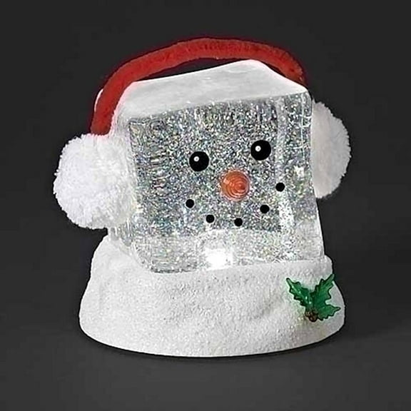 Roman 83151-6.25" Snowman Cube LED Swirl Decoration (6.25"H LED SWIRL CUBE SNOWMAN)