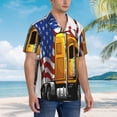 thumbnail image 3 of Rateoe American Truck Pattern Men’s Hawaiian Shirt – Short Sleeve Button-Down Tropical Beach Shirt, Lightweight & Breathable Casual Aloha Shirt with Pocket,Large, 3 of 7