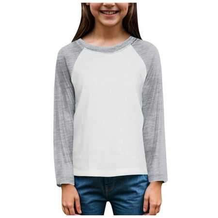 Povozer Toddler Baby Girls Boys Long Sleeve Shirts Raglan Shirt Baseball Tee(Gray 18-24M)