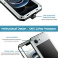 thumbnail image 5 of for iPhone 16e Case, 360 Full Body Protective Cover Heavy Duty Shockproof Armor Aluminum Alloy Metal Case with Silicone Built-in Screen Protector for iPhone 16e, Silver, 5 of 8