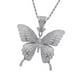 thumbnail image 1 of Collar de cadena estilo hip hop con colgante de mariposa y incrustaciones de circonita en plata, 1 of 9