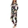 thumbnail image 2 of Renewold Women's Sleepwear Long Sleeve Top and Pants Pajama Set Lightweigth Thin Loungewear Art White Daisies Print Pajamas Size 2XL, 2 of 5