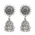 thumbnail image 3 of Pendientes colgantes con borlas y borlas de campana de plata , pendientes étnicos de moda, 3 of 9