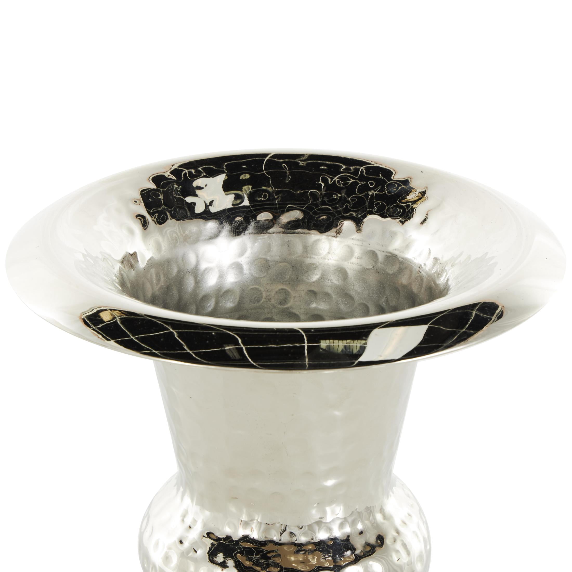 DecMode 11" Goblet Inspired Hammered Silver Aluminum Metal Vase
