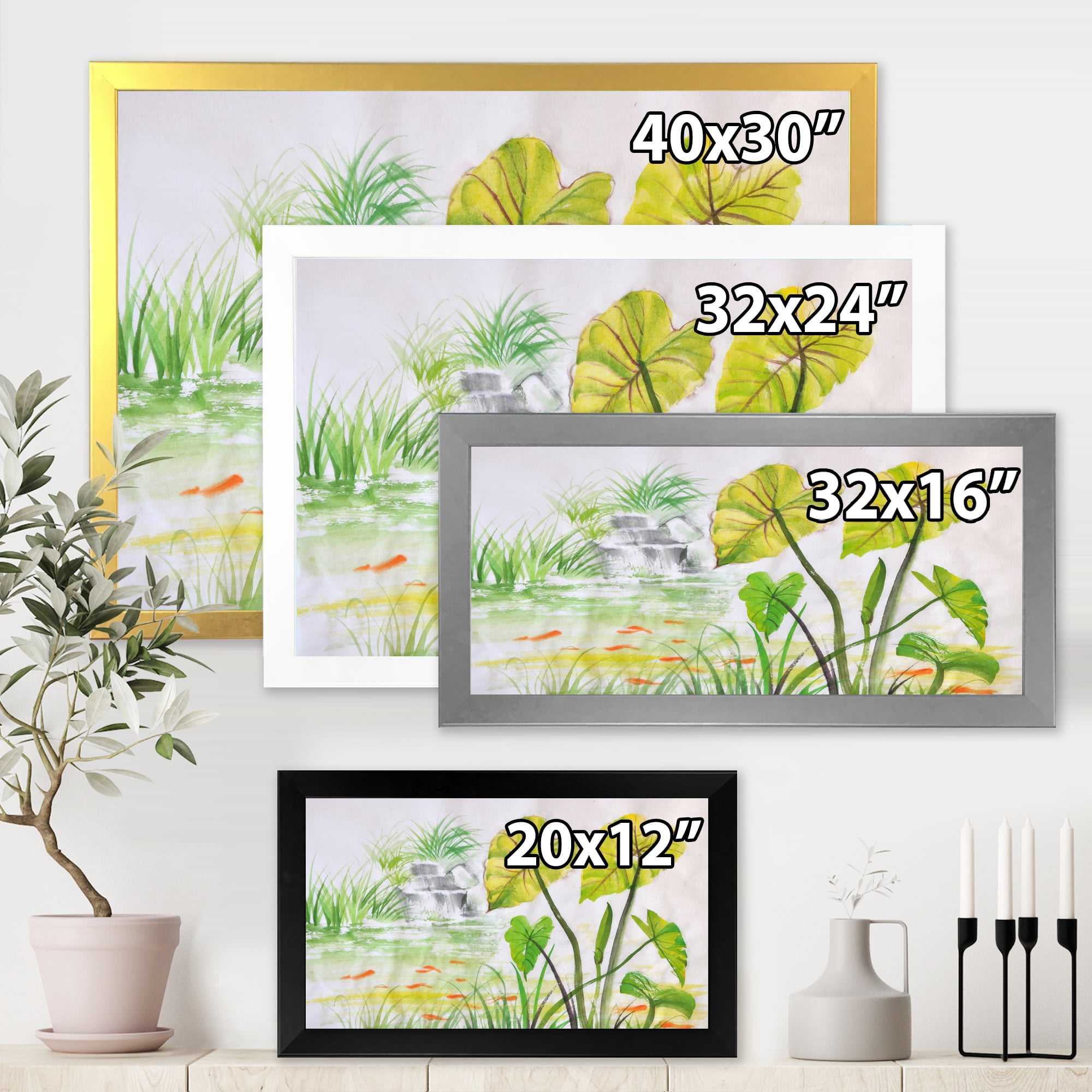 Designart 'Ancient Lotus Pond' Lake House Framed Art Print