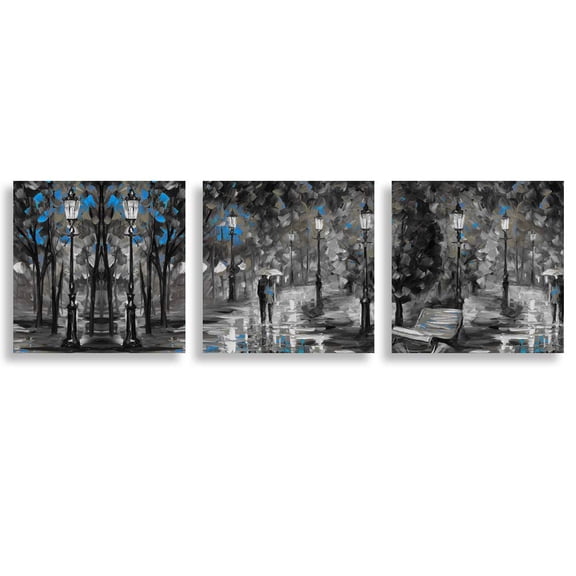 wall26 3 Panel Canvas Wall Art Abstract Blue Forest Pictures Home Wall Decorations for Bedroom Living Room Paintings Canvas Prints Framed - 24" 24" x3 Panels