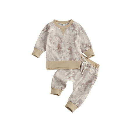 

IZhansean Todder Baby Boy Girl Fall Winter Clothes Tie Dye Sweatshirt Hoodie Top Drawstring Pants Sets Khaki 0-6 Months