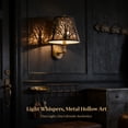 thumbnail image 4 of SWAIFDEE Etched Metal Small Lamp Shade, Forest Pattern Barrel Lampshade, Antique Bronze Exterior Gold Interior Replacement Cover, 6x10x7.5in Fits Table Lamps Wall Sconces, 4 of 11