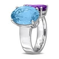 thumbnail image 2 of 10.00 Carat (Ctw) Blue Topaz, Pink Amethyst, Amethyst Three Stone Ring in Sterling Silver for Women, 2 of 6