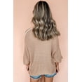 thumbnail image 2 of Women's Light French Beige Contrast Striped 3/4 Sleeve Crew Neck Sweater - [ZhiHiMeRi] | (US 20-22)2XL, 2 of 12