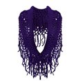 thumbnail image 1 of Peach Couture Warm Bohemian Crochet Hand Knitted Fringe Infinity Loop Scarf Wrap (Grape), 1 of 1
