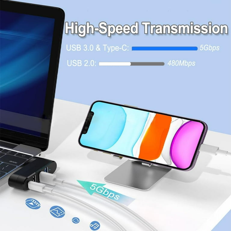 Hub USB 3.0 4 Porte Rotabile - Con Porta USB-C Per PC, Mac E Auto - Foto 10