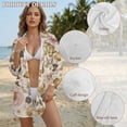 thumbnail image 4 of Renewold Swim Coverups for Women T-Shirt Dress with Pocket Soft Comfortable Beach Button Up Shirt Bathing Suit Cover Up Shirt Summer Beachwear, Vintage Floral Butterfly Print, S, 4 of 7
