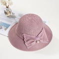 thumbnail image 4 of Dujiujun Faux Pearls Bowknot Decor Sun Hat Women Big Brim Floppy Straw Hat Fashion Accessories, 4 of 7