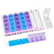 Ziqing 7-Day Large Weekly Daily Pill Storage Box Organiser Tablet Medicine Dispenser with Pill Cutter Spilter Ultra Bubble Lok