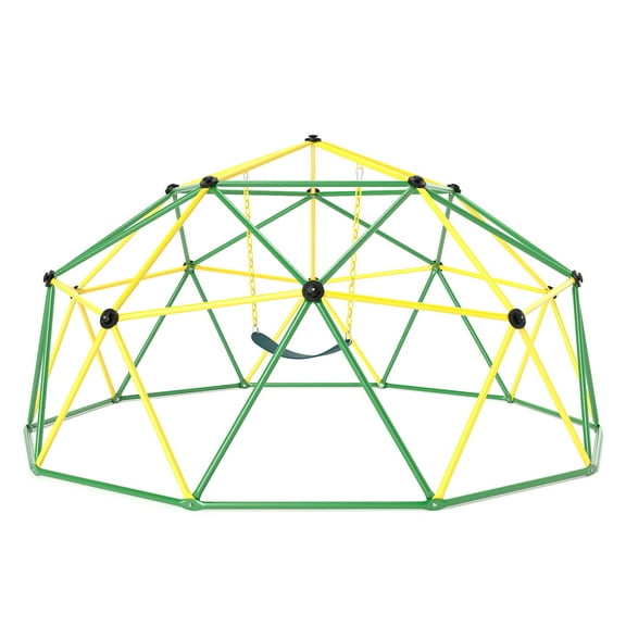 Infans 10 FT Climbing Dome with Swing Outdoor Kids Play Jungle Gym