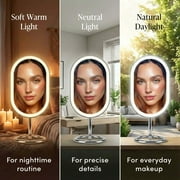 Fancii Vera Vanity Makeup Mirror with Lights, Rechargeable, Illuminated Cosmetic Mirror with 3 Dimmable Light Settings, Adjustable Stand (Chrome)