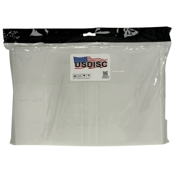 USDISC Plastic Sleeves 4mil 11 x 7.5, Full DVD Insert, Double 2 Disc, Clear, Pack Of 100