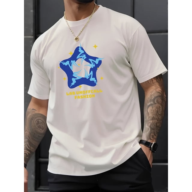 Camiseta creativa con estampado de estrellas para hombre, informal, de manga corta y cuello redondo, ideal para verano y actividades al aire libre, ideal para practicar deportes de ocio.