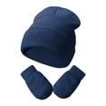 thumbnail image 4 of Zanarzt Toddler Beanie Kids Winter Hats Infant Toddler Girls Boys Winter Hats Boys Soft Baby Caps Kids Knit Winter Hats with Glvoes Navy,3-24 Months, 4 of 6