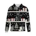 thumbnail image 4 of Men's Christmas Hooded Sweatshirt Retro Xmas Reindeer Snowflake Long Sleeve Pullover Jacket, 4 of 4