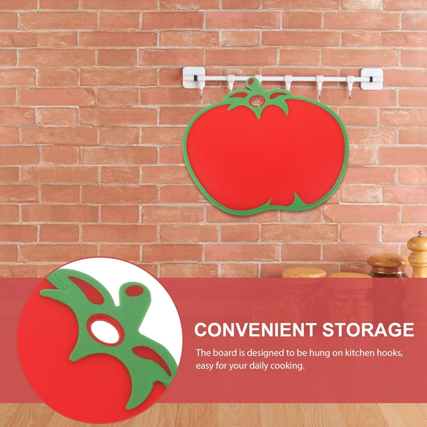 ABPETE Tomato Shaped Cutting Board Plastic Kitchen Food Chopping Board Creative Fruit Cooking Mat for Veggies Cheese Fruit Meat Fish 31.80X26cm