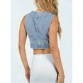 thumbnail image 7 of Bmnmsl Women's Summer Jean Vest Tops Sleeveless V Neck Button Down Denim Waistcoat Jacket Boyfriend Jean Crop Tops Streetwear, 7 of 7