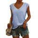 thumbnail image 2 of Camiseta con cuello en V SCZ para mujer blusa holgada azul claro S/M/L/XL/XXL, 2 of 5