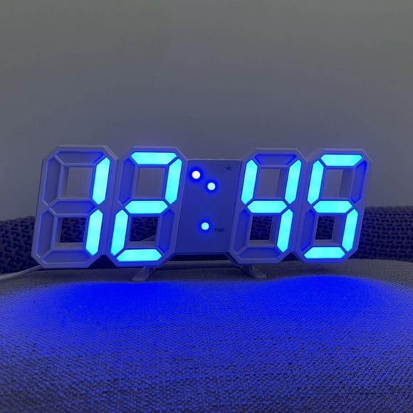 zanvin Digital Clock 3D LED Digital Clock Wall Deco Glowing Night Mode Adjastable Electronic Table Clock Wall Clock Decoration Living Room LED Clock mother's day gifts Up to 25% off,Blue