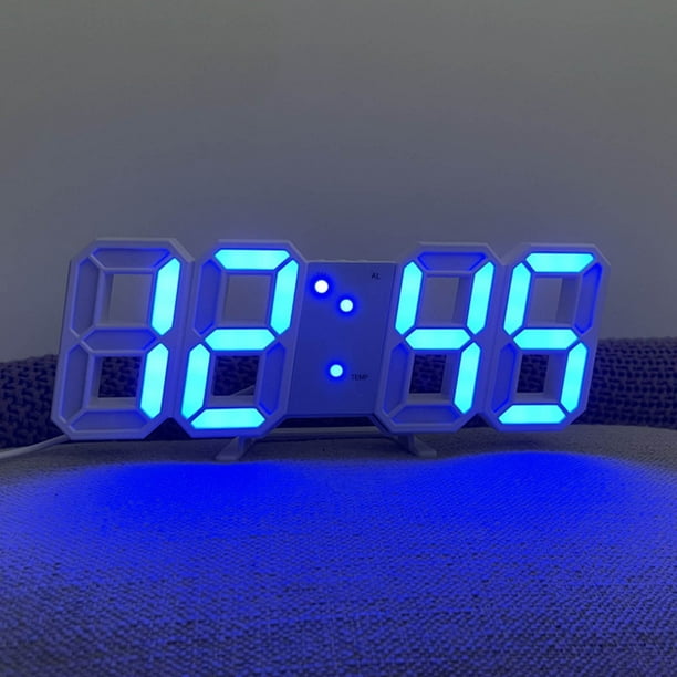 zanvin Digital Clock 3D LED Digital Clock Wall Deco Lumineux Mode Nuit Adjastable Table Électronique Clock Mur Clock Décoration Salon Conduit Cadeaux de Fête des Mères Clock jusqu'à 25% de Réduction, Bleu