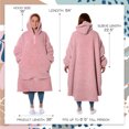thumbnail image 5 of Tenby Wearable Blanket with Sleeves for Women and Men, Oversized One Size Sherpa Blanket Hoodie Sweatshirt with Front Pocket, Foldable Portable Travel Pillow with Handle and Trolley Straps, Pink, 5 of 9