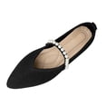 thumbnail image 2 of DIVVce Pointed Toe Flats For Women Stretch Knit Pearl Beaded Single Thin Strap Slip On Flat Shoe Footwear, 2 of 7